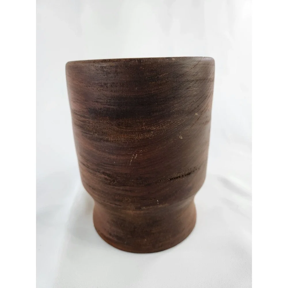 Vintage MCM Wood Planter Vase Handcrafted Hand Turned Plant Holder Unique Decor‎